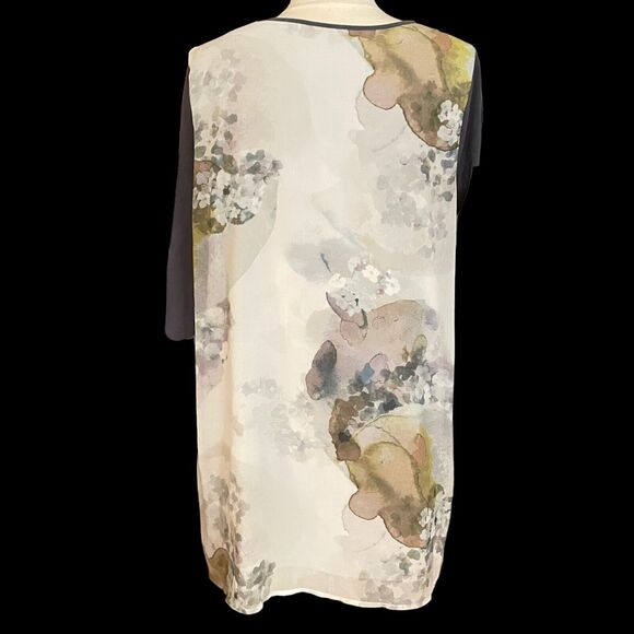 Soft Surroundings Tunic Top Size 1X Plus Long Sleeve Floral Watercolor Back HiLo - Picture 5 of 15